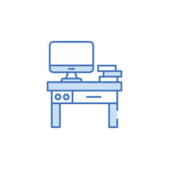 Computer Table icon design with white background stock illustration
