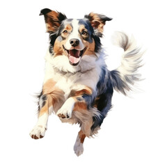 Happy Jumping Dog Illustration isolated on white or transparent background, png clipart, design element