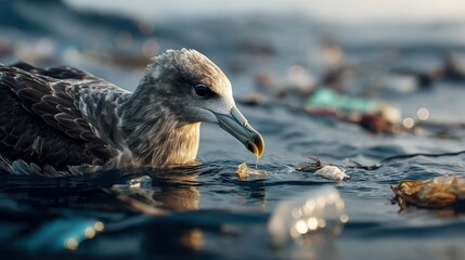 Sea Birds Eating Plastic from the Ocean