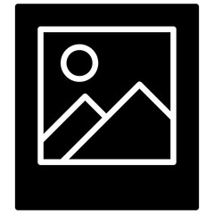 Mountain scenery frame icon that displays the exoticism of nature and stores beautiful memories after a vacation. © leader