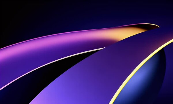 A purple and gold gradient background with a black, curved shape in the foreground, featuring an abstract composition.