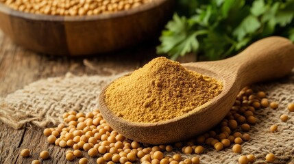 Mustard Seeds Powder on Wood