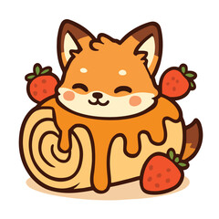 Adorable Fox Wearing Donut Earmuffs &ndash; Winter Sweet Vector
