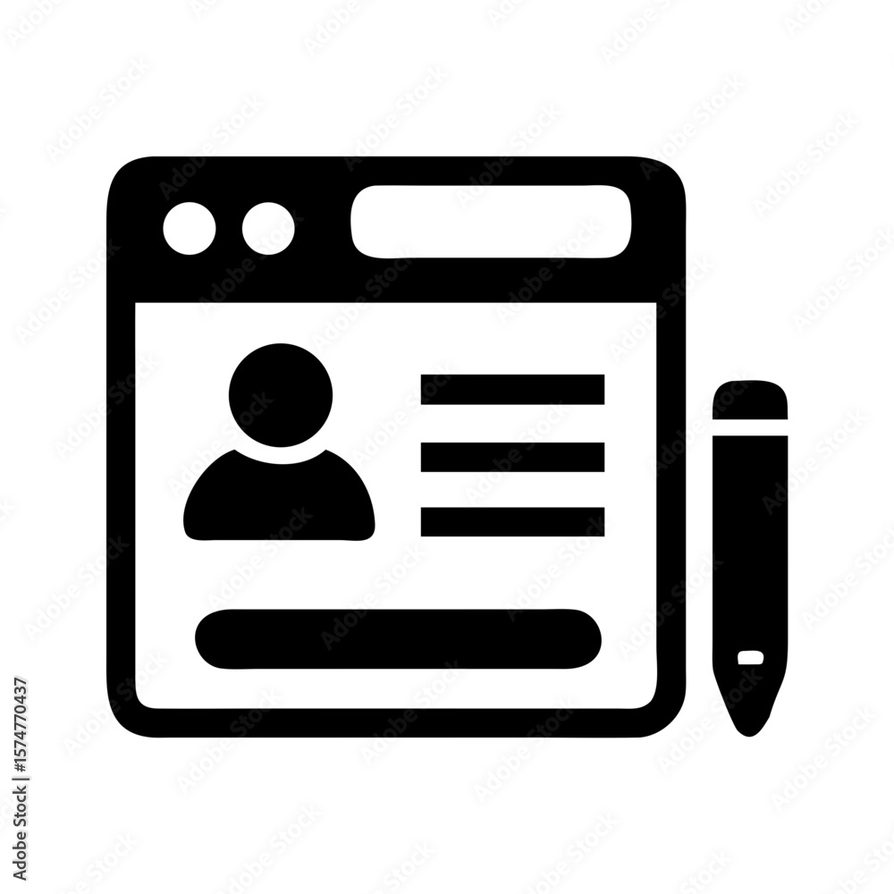 Poster create edit user profile account information form online registration personal data concept