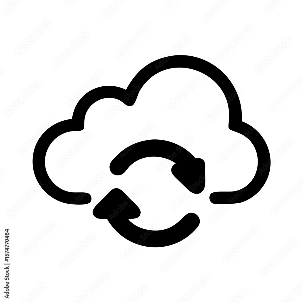 Poster Cloud computing sync icon vector illustration for data backup and synchronization process online