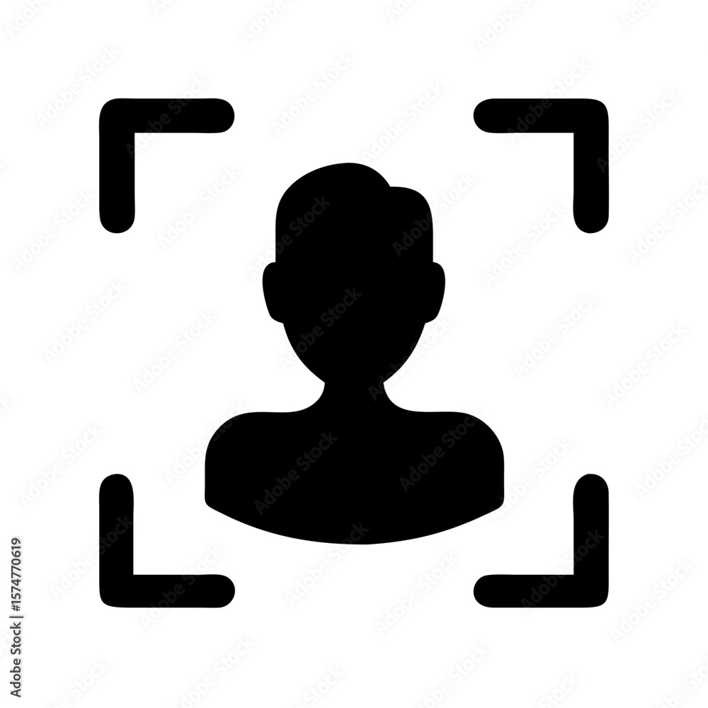 Poster face detection scan recognition biometric identification security system technology icon vector