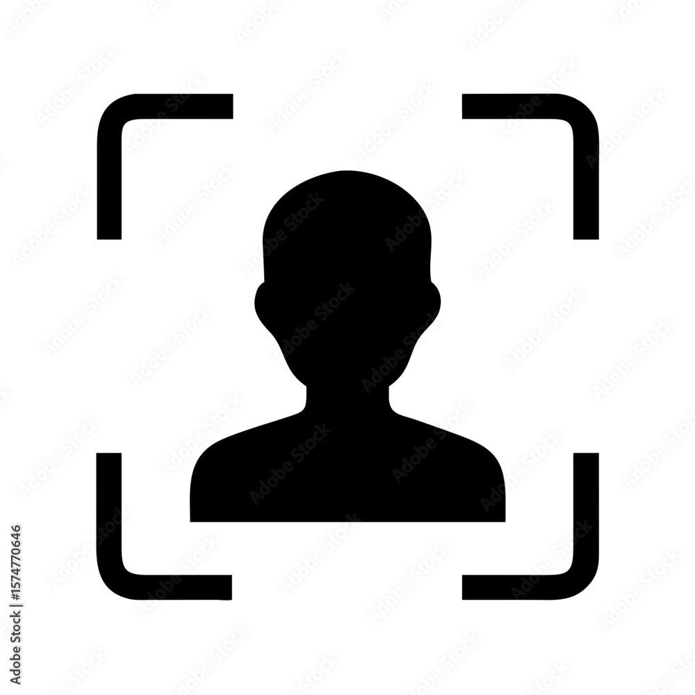 Poster face detection biometric recognition scan security system identification technology icon vector