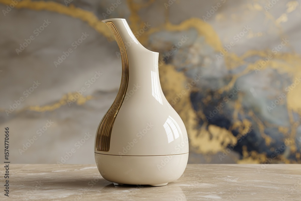 Aufkleber elegant diffuser displayed on a marble surface against a luxurious abstract background in a well-lit