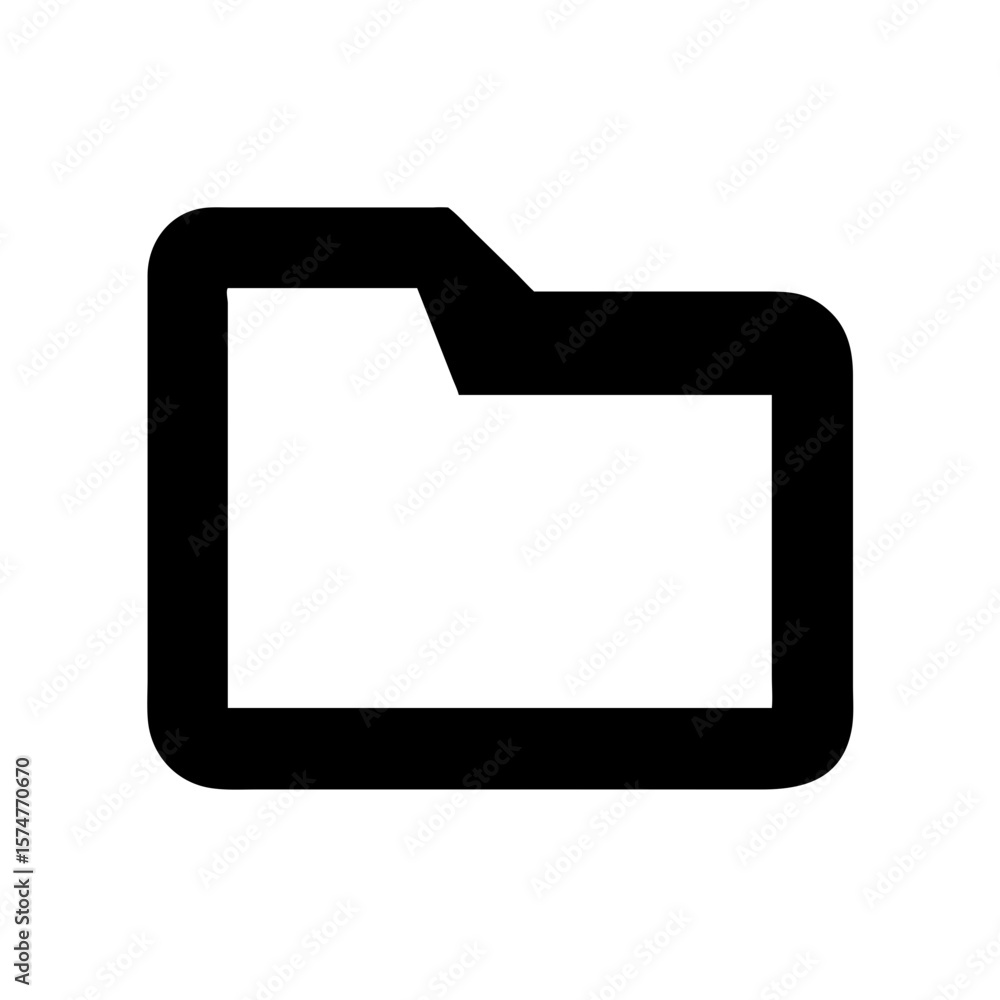 Poster open folder icon for file management and document organization in black and white design
