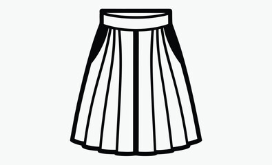 Skirt silhouette, Flat Skirt Silhouette Black Vector Style, Fashion Clipart Illustration Vector Format 
