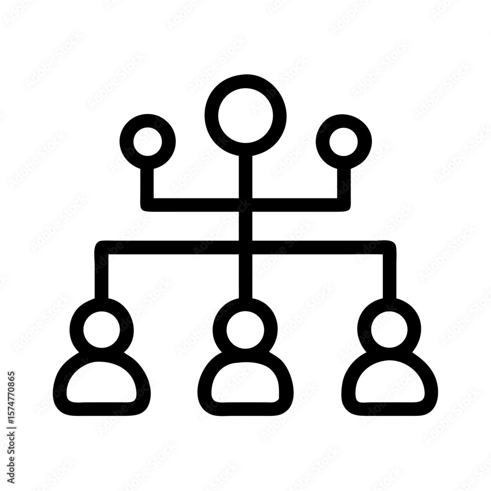 Poster explore organizational chart hierarchy structure management leadership team icon vector design