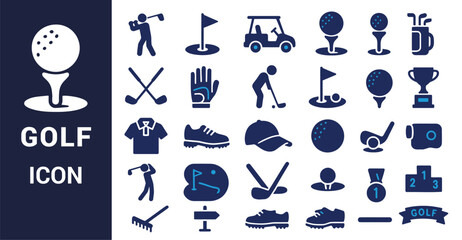 Golf equipment and players icons ball clubs