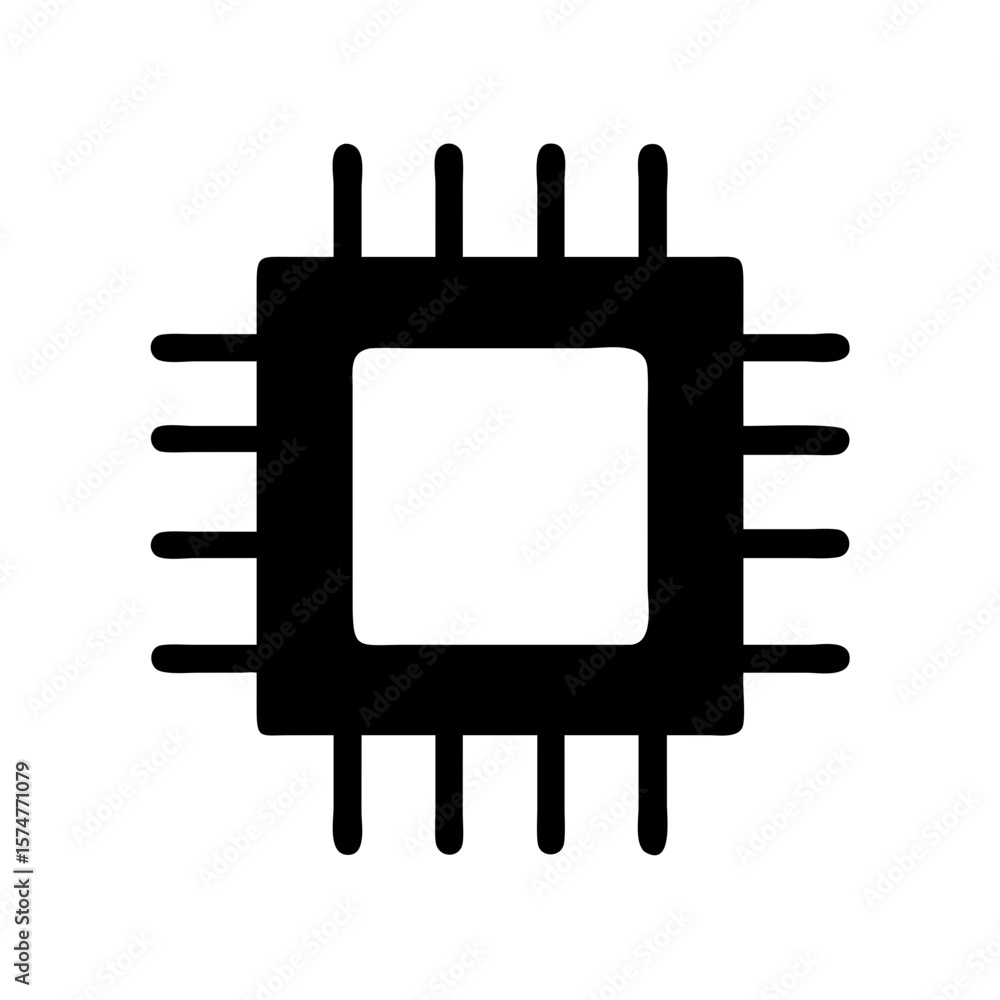 Poster isolated black cpu processor chip icon vector illustration for technology design needs