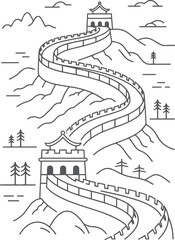 Great Wall of China landscape with watchtowers and trees ancient architecture historical landmark