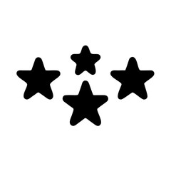 Star rating vector graphic with four black stars for review and feedback illustration design