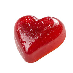 A single red heart shaped jelly candy for valentine's day isolated on a transparent background png