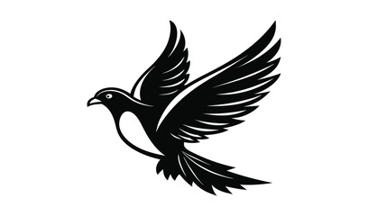 Black and white stylized dove in flight