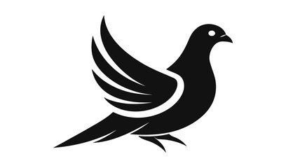 Stylized black pigeon bird logo design