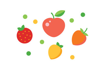 Homegrown Fruit Icons Scattered On White