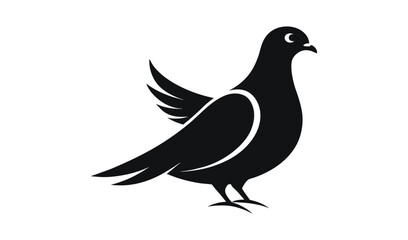Simple black silhouette of a dove bird