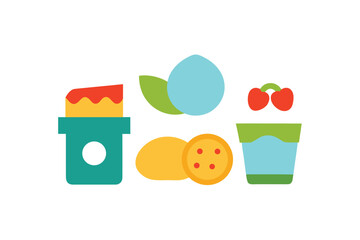 Fototapeta premium Healthy Breakfast Food Icon Set In Vector On White