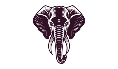 Elegant engraved elephant head illustration