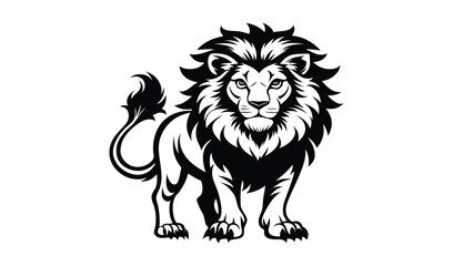 Majestic black and white lion illustration