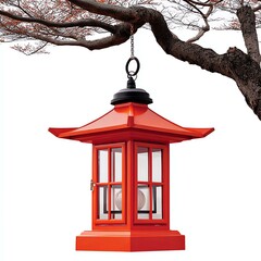 Red Asian Style Lantern Hanging from Tree Branch,Hari Raya Haji  Eid al-Adha