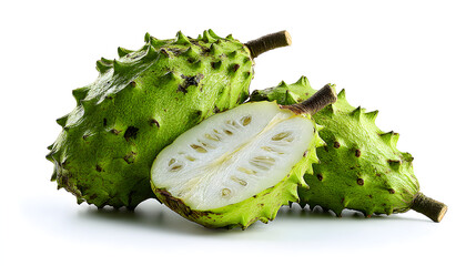 Fresh Green Cherimoya Fruit with Spiky Skin and Juicy Interior