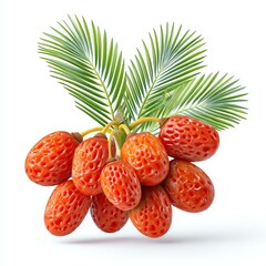 Red Dates and Palm Leaves on White Background,Hari Raya Haji  Eid al-Adha