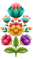 Vibrant Pixel Art Floral Bouquet Teal, Pink, Yellow, and Purple Flowers,Hari Raya Haji  Eid al-Adha