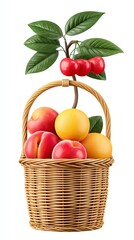 Wicker Basket of Ripe Apricots Oranges and Cherries,Hari Raya Haji  Eid al-Adha