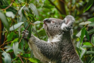 Fototapeta premium koala reaching for eucalyptus leaves