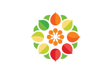 Fruit Icons Forming Abstract Mandala On White Background