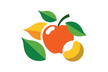 Fruit And Leaf Collage With Simple Shapes On White