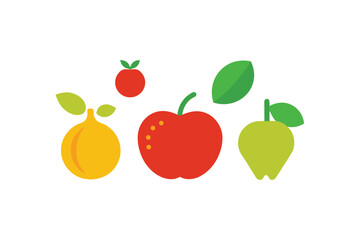 Fresh Farmers Market Fruit Icon Set On White Background