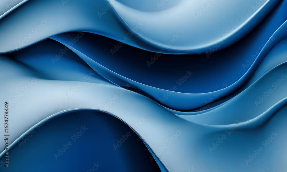 Poster abstract blue background with smooth curves and wavy lines. the gradient of the color should be unif