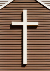 Christian cross on church exterior