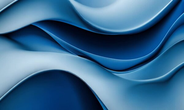 Abstract blue background with smooth curves and wavy lines. The gradient of the color should be uniform, creating an elegant and modern wallpaper design. 