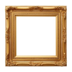 Ornate Vintage Gold Picture Frame Isolated on White Background for Art Display and Interior Decoration Use Transparent background or png