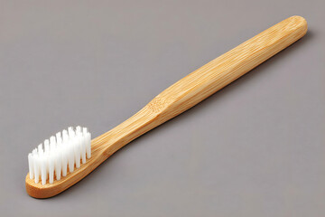 Eco-friendly bamboo toothbrush with soft bristles, showcasing sustainable design and natural materials, ideal for promoting oral hygiene and environmental consciousness