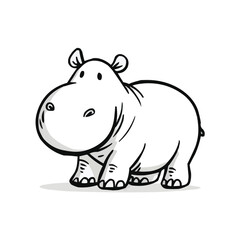 Obraz premium Cute Cartoon Hippopotamus Standing Vector Illustration