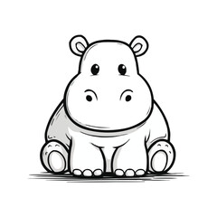 Fototapeta premium Adorable Cartoon Hippopotamus Sitting Vector Illustration