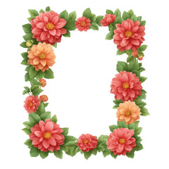 Obraz premium Vibrant Floral Frame Design with Colorful Flowers and Greenery for Creative Projects and Decorations Transparent background or png