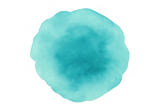 Turquoise watercolor circle, with its transparent background, adds a touch of elegance and vibrancy, perfect for enhancing designs and artistic projects