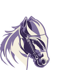 White color isolated horse head vector illustration
