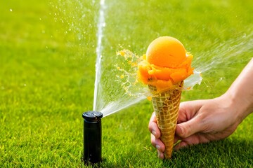 Funny Sprinkler Attack on an Ice Cream Cone