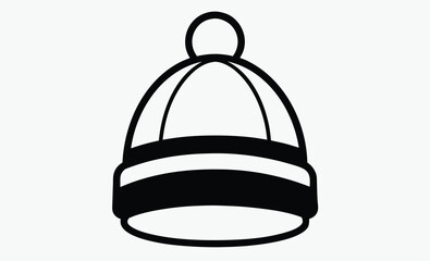 Winter hat silhouette, Cozy Winter Hat Icon Vector, Knitted Beanie & Cold Weather Essentials Symbol 