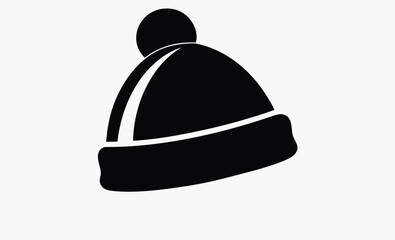 Winter hat silhouette, Cozy Winter Hat Icon Vector, Knitted Beanie & Cold Weather Essentials Symbol 