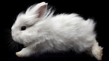 white rabbit on black background